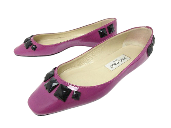 ジミーチュウ JIMMY CHOO パンプス フラット シューズ スタッズ パテント レザー マゼンタ系 size 36 23cm レディース