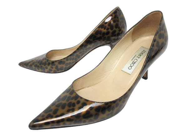 ジミーチュウ JIMMY CHOO パンプス パテント レザー ヒール レオパード size 36 23cm レディース
