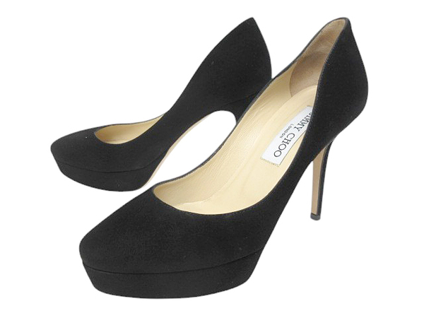 ジミーチュウ JIMMY CHOO パンプス スエード レザー 厚底 ヒール ブラック size 36 1/2 23.5cm レディース