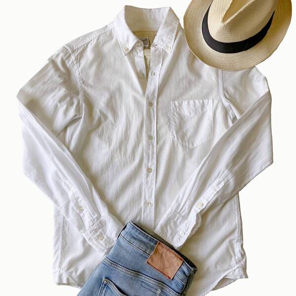 Ron Herman ロンハーマン RHC オーガニックコットン100%ボタンダウンシャツ M 日本製 白シャツ ORGANIC COTTON GREENDYE マチ付