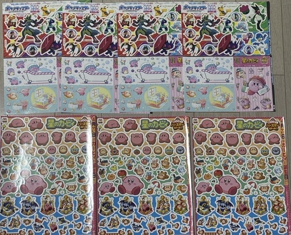 7枚セット★コロコロイチバン!6月号付録 星のカービィ&ポケットモンスター ステッカー● 星のカービィ まんぷくバースデーステッカー