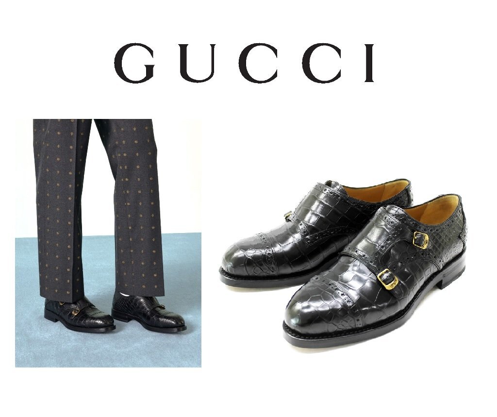 GUCCI 黒レザー ダブルモンクストラップシューズ Yahoo!オークション -「ダブルモンク」(グッチ) (く)の落札相場