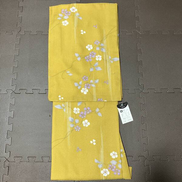 【新品未使用》訪問着反物 Mサイズ 花柄 イエロー
