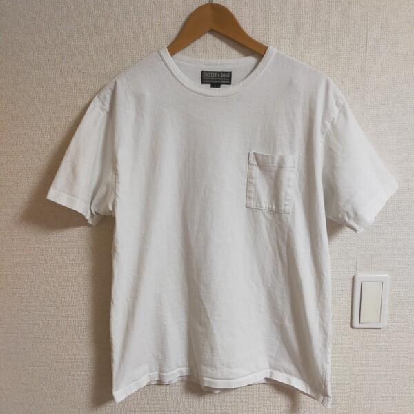EMPIRE & SONS エンパイア アンド サンズ ポケットTシャツ ポケT 無地 半袖 S/S CREW POCKET TEE US COTTON SINGLE STITCH L ホワイト(白)