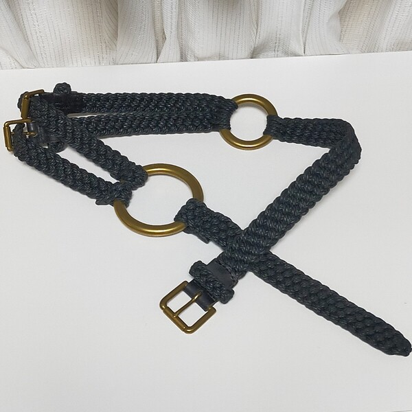 POLO RALPH LAUREN ポロ ラルフローレン 希少モデル メッシュリングベルト 編み込み ヴィンテージ old S ブラック(黒)