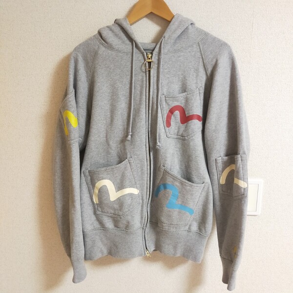 EVISU エヴィス 【希少モデル】 マルチポケット フルジップパーカー スウェットフーディ 40(L) グレー