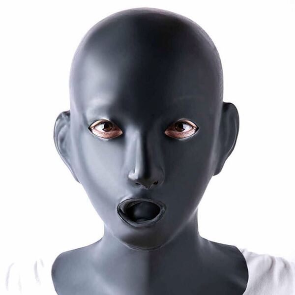 ラバーマスク 全頭マスク 鼻チューブ マウスギャグ付 目開きタイプ ラテックス コスプレ ラテックス rubber latex