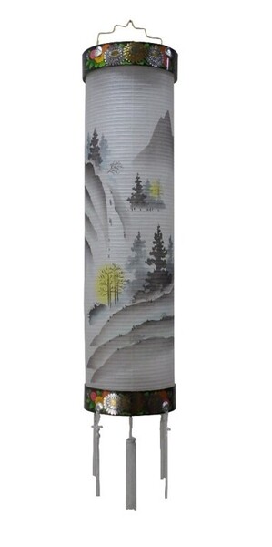 【在庫品処分】盆提灯 住吉提灯 吊るし提灯 9番 山水柄 現品特価 灯具なし 飾り台無し