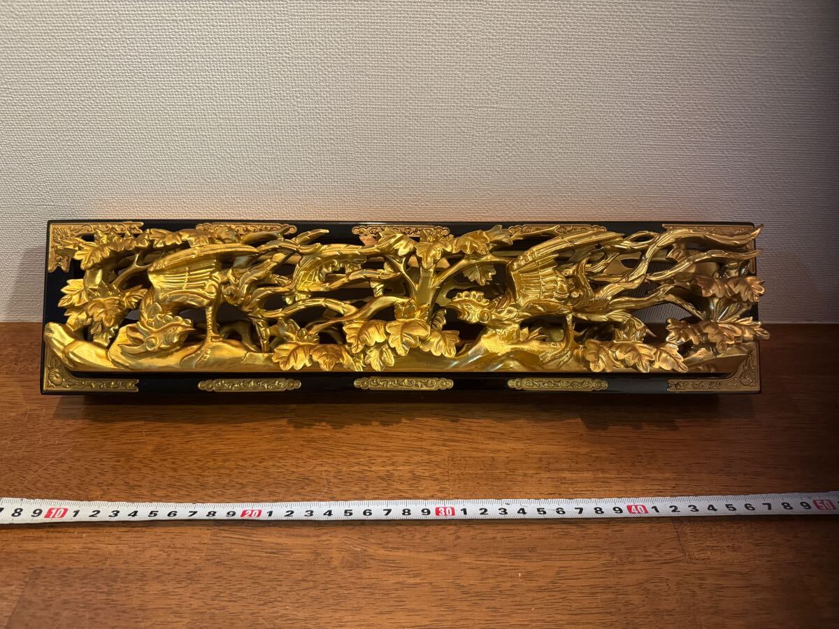 木彫 金彩色 透彫 欄間 細密彫刻 Yahoo!オークション -「欄間」(工芸品) の落札相場・落札価格