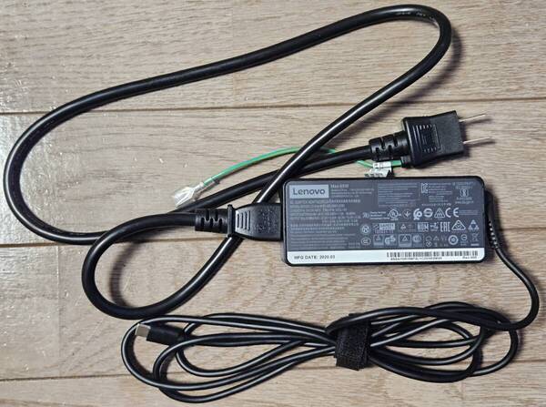 送料無料 レノボ Lenovo純正ACアダプター ノートパソコン Type-C 65W ADLX65YLC3D SA10R16872 02DL126 充電器 20V 3.25A 匿名配送 USB-C