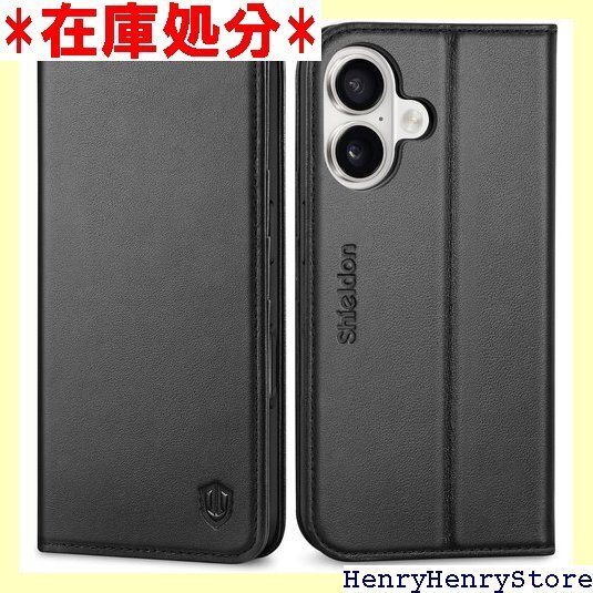 SHIELDON iPhone16対応ケース 手帳型 マホケース 2024年発売 6.1インチ 5G ブラック 2079