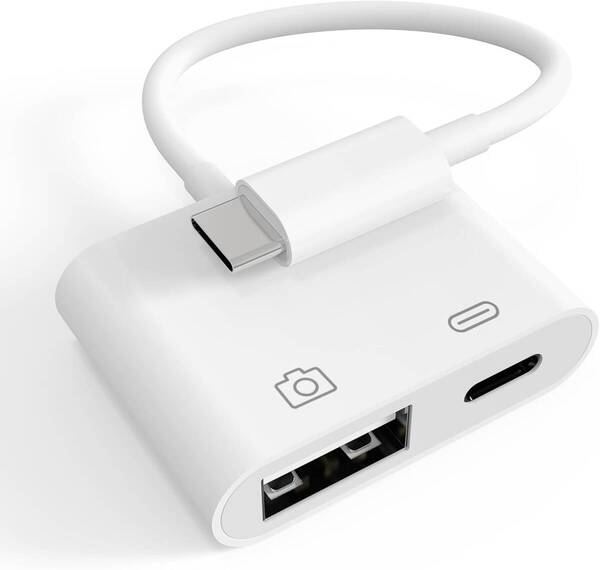 Type-C USB 変換アダプタ 2in1 双方向 高速データ伝送 USB C カメラアダプタ 設定不要 Type-C 変換アダプタ