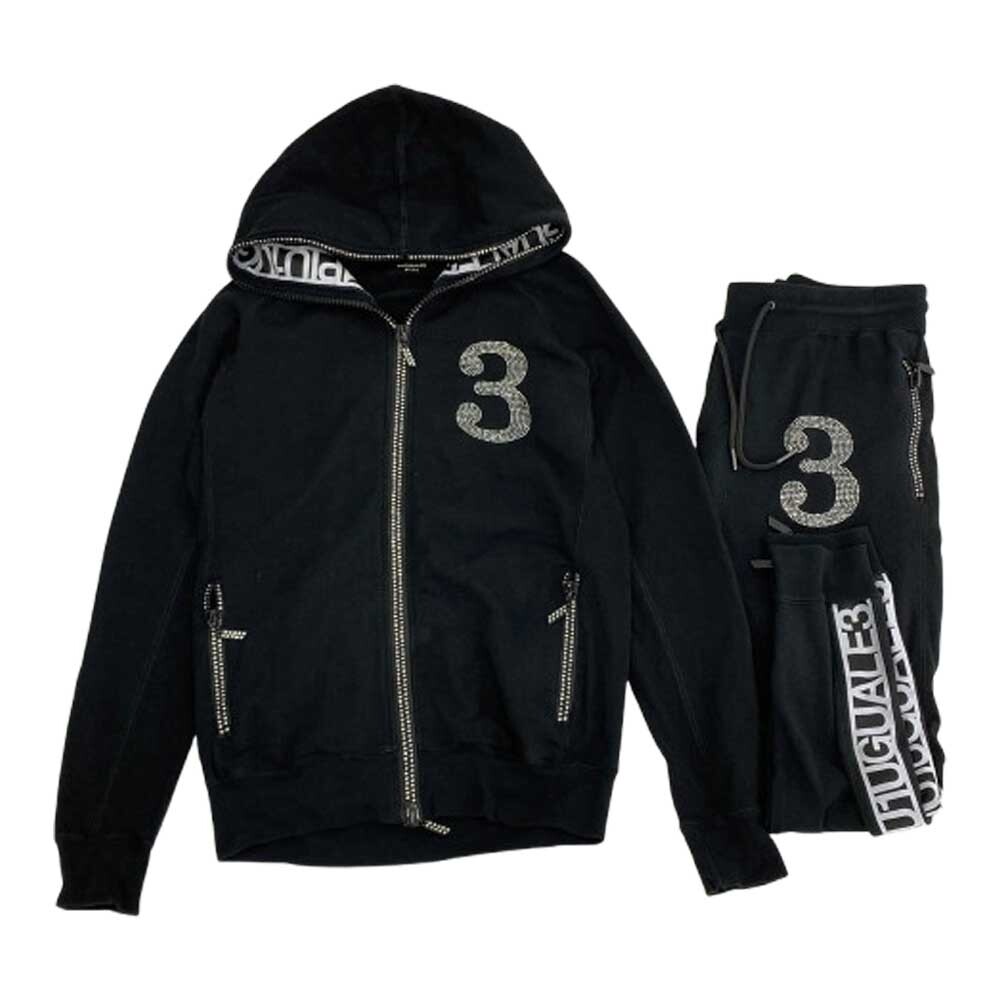 良品 1PIU1UGUALE3 セットアップ ラインストーン バンダナ柄 黒 L 良品 1PIU1UGUALE3 セットアップ ラインストーン バンダナ柄 黒 L