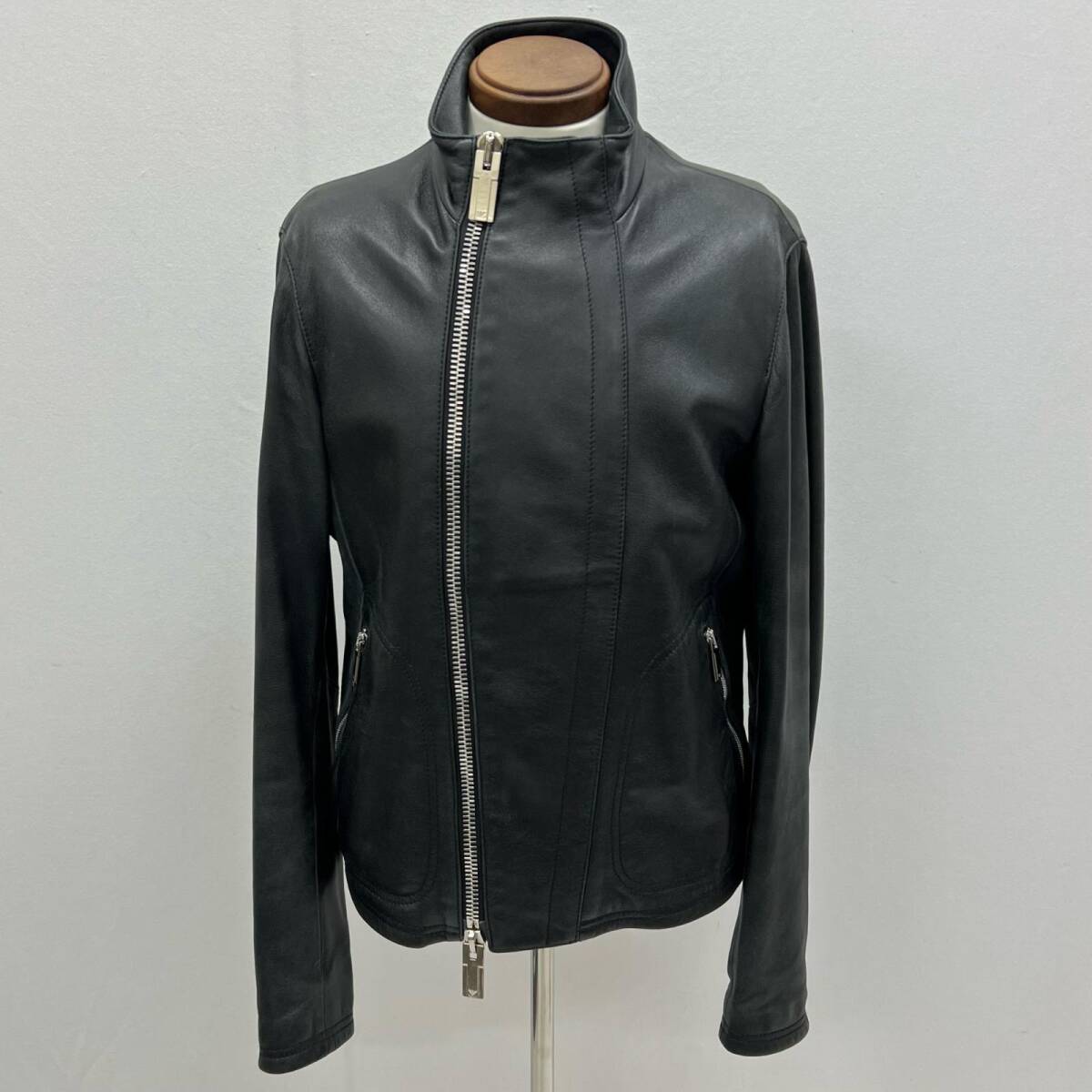 【美品 】エンポリオアルマーニ レザージャケット ライダース 本革 ニット 黒 Yahoo!オークション -「アルマーニ レザージャケット メンズ