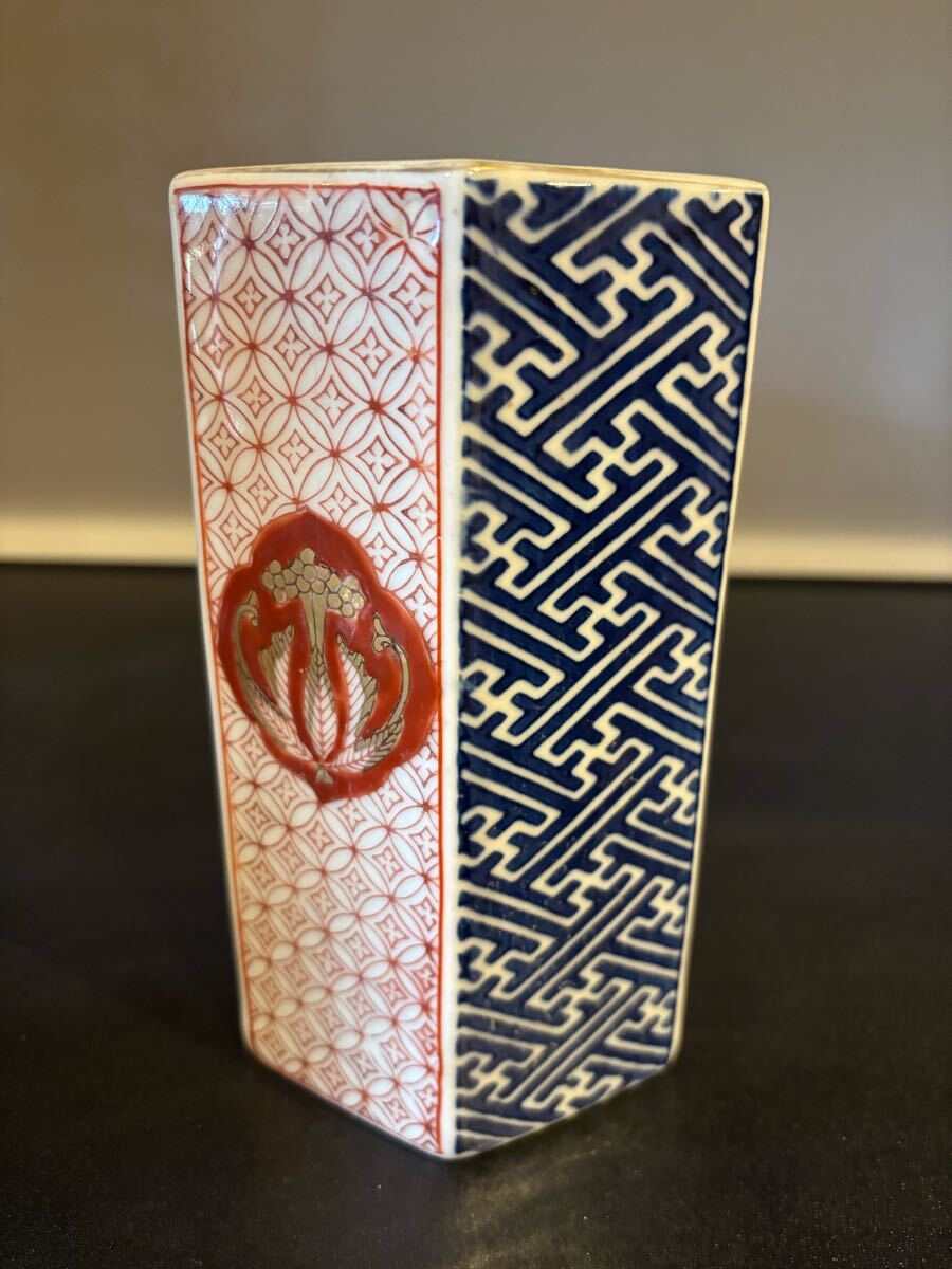 三世河合端豊作品花瓶（京焼)