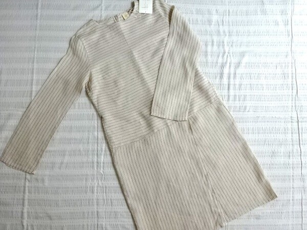 送料無料★新品★即決 ユニクロ チュニック 長袖 麻 Hana Tajima ハナタジマ シャツ ストライプ ワンピース M レディース