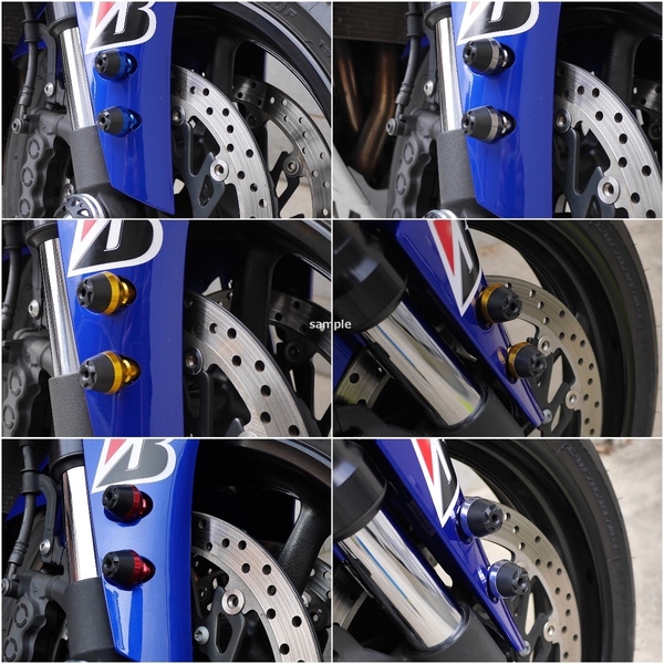 汎用品フロントフォーク フェンダープロテクター/スライダー ゴールド 金 ZZR1400 ZX-14R CBR250RR YZF-R25 MT-07 MT-09 隼 YZF-R7 YZF-R1