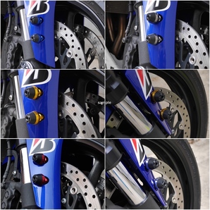 汎用品フロントフォーク フェンダープロテクター/スライダー グリーン 緑色 ZZR1400 ZX-14R ZX-4R ZX-25R Ninja1000 ニンジャ YZF-R25 隼