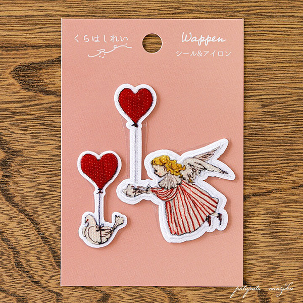 くらはしれい Kurahashi Rei 愛を送る シール & アイロン ワッペン アップリケ 雑貨 パタミン ハンドメイド 天使 ハト 鳩