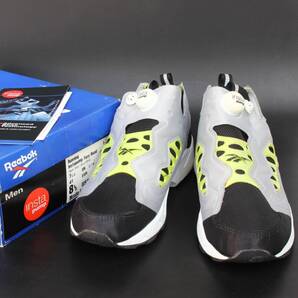 (33511)未使用デッドストックReebokリーボック35660インスタポンプ フューリーロードUS8.5約26.5cm(当時物オリジナル黒銀蛍光イエロー白)