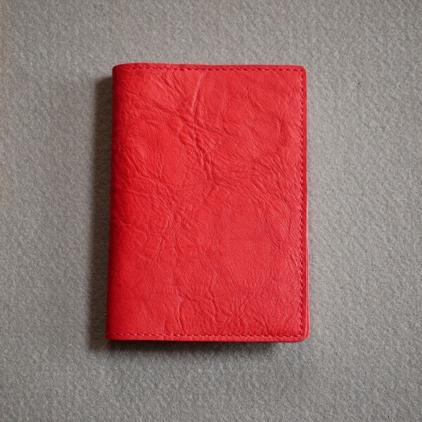 ほぼ日手帳カバー A6 オリジナル レザー 姫路 ヌメ革 牛革 赤レッド ブックカバースケジュール帳 メンズ レディース 男女兼用