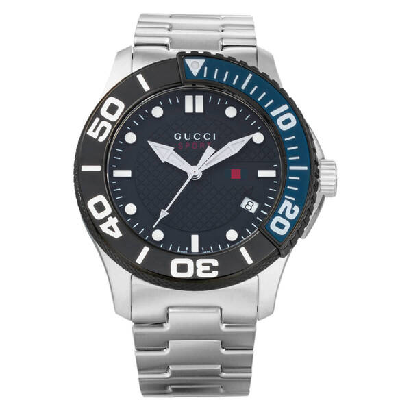 ◆GUCCI グッチ◆ 腕時計 時計 46mm メンズ アウトレット シルバー ブラック サファイアガラス YA126282 Gタイムレス