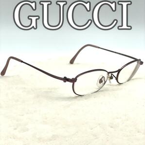 【良品】GUCCI グッチ 度入り メガネ メタルフレーム 紫 眼鏡