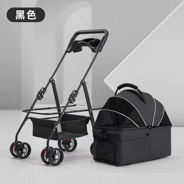 4輪ペットカート ペットバギー 軽量化 分離型 ワンタッチ 折りたたみ 後輪ブレーキ付 フルオープン犬用ベビーカー 小型犬 中型犬