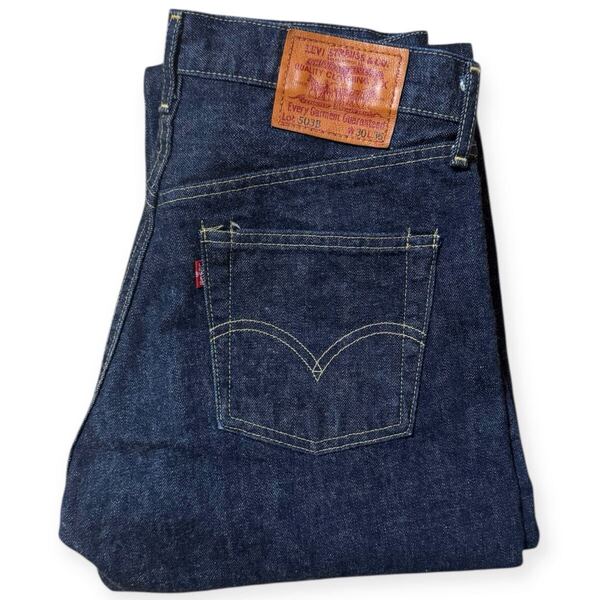 美品 濃紺 LEVI'S 503B xx 復刻 ビッグE デニムパンツ 赤耳 30×36 裾シングルステッチ