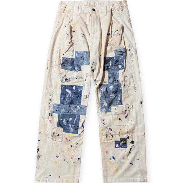 定価3.8万 glamb 24ss GB0124/P03 : Unplugged Atelier Denim / アンプラグドアトリエデニム パッチワーク ペンキ 汚れ加工 Mサイズ