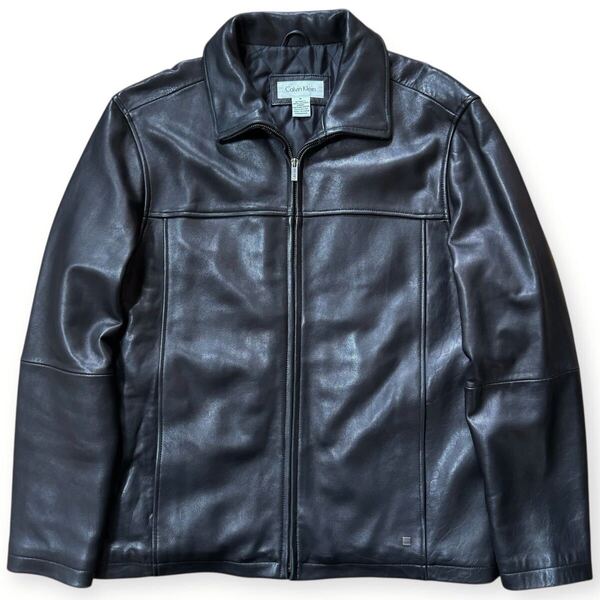 雰囲気抜群 Calvin Klein スウィングトップ レザージャケット ブラック 表記M 着用感L程度