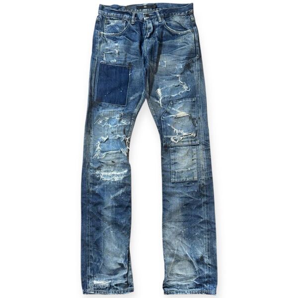 雰囲気抜群 PLEIN 2014-15AW P/V BANANA KOZUNO SP DENIM PANTS size:1 ダメージ加工 デニムパンツ