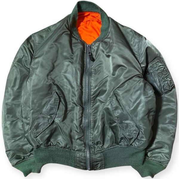 ALPHA INDUSTRIES 80s 90s USA製 ビンテージ MA-1 フライトジャケット セージグリーン Lサイズ