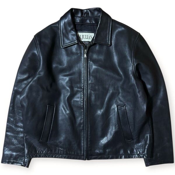 雰囲気抜群 M.JULLIAN WILSONS LEATHER 90s 00s ビンテージ レザージャケット ブラック XLサイズ スウィングトップ ビッグサイズ
