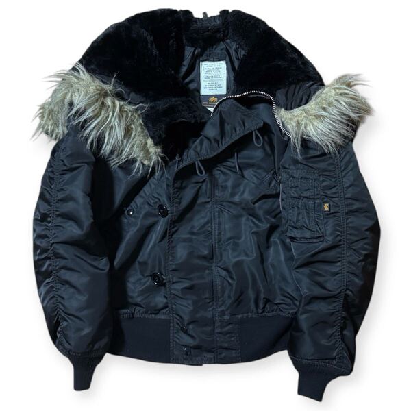 稀少色ブラック ALPHA INDUSTRIES 黒タグ 90s USA製 ビンテージ N-2B 短丈 フライトジャケット Mサイズ