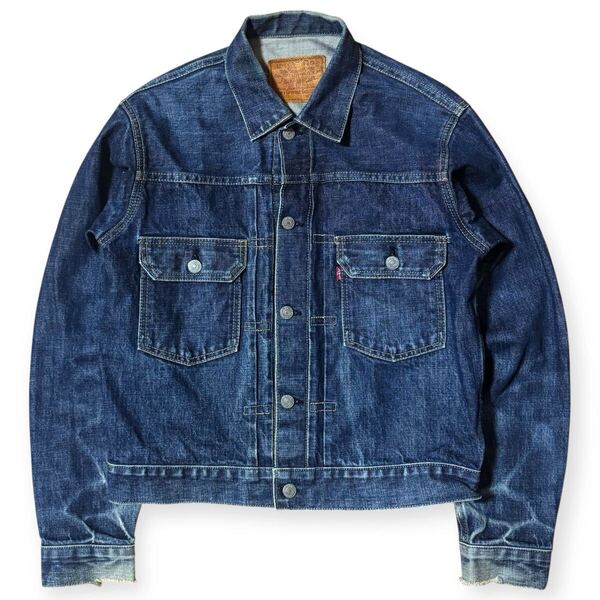 雰囲気抜群 LEVI'S 507xx 2nd 復刻 ビッグE デニムジャケット サイズ38 短丈 ハチノス 鬼ヒゲ