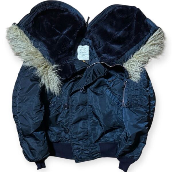 ALPHA INDUSTRIES 90s 黒タグ USA製 ビンテージ N-2B 短丈 フライトジャケット ネイビー Mサイズ