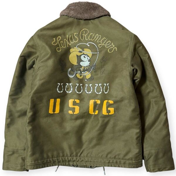 美品 TOYS McCOY 11AW N-1 FELIX TEXAS RANGER デッキジャケット サイズ36 オリーブ ジャングルクロス アルパカ