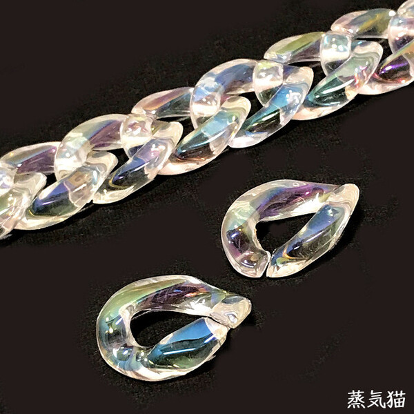 n1797 アクリルチェーン クリアオーロラ20個【虹色チャーム ピアス イヤリング手芸材料ハンドメイド アクセサリーパーツ素材】蒸気猫パーツ