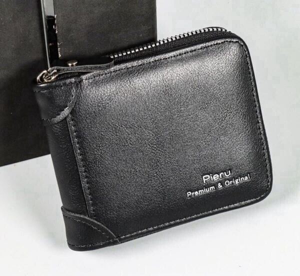 ラウンドファスナーメンズ財布、ウォレット メンズ財布 大人気 財布 定期入れポケットあり.新品*当日発送(ブラック