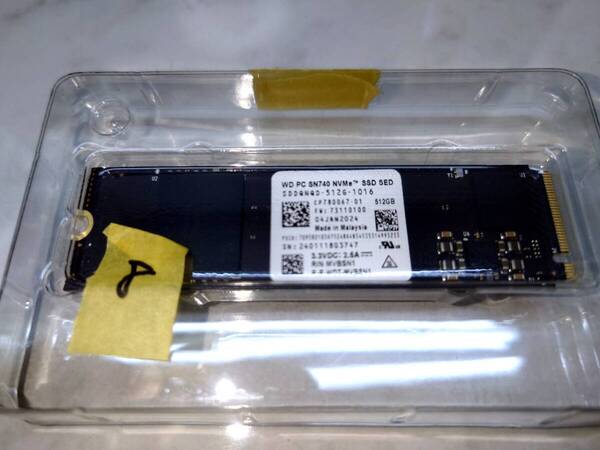 8 ほぼ新品!使用期間21時間!WD M.2 SSD 512GB SN740 SDDQNQD-512G-1016 NVMe Format済 デスクトップ WesternDigital SAMSUNG サムスン