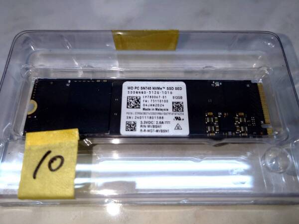 10 ほぼ新品!使用期間2日!WD M.2 SSD 512GB SN740 SDDQNQD-512G-1016 NVMe Format済 デスクトップ WesternDigital SAMSUNG サムスン