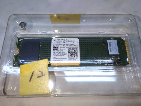 12 新古品!使用期間2ヶ月!Micron M.2 SSD 256GB MTFDKBA256TFK NVMe フォーマット済み デスクトップ ノートPC WD SAMSUNG サムスン