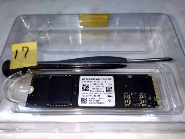 17 ほぼ新品!使用期間3日!WD M.2 SSD 512GB SN740 SDDQNQD-512G-1016 NVMe Format済 デスクトップ WesternDigital SAMSUNG サムスン