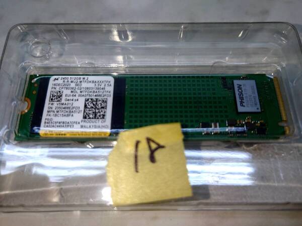 18 新古品!使用期間10日!Micron M.2 SSD 512GB 2450 MTFDKBA512TFK NVMe Format済 デスクトップ ノートPC WD SAMSUNG サムスン