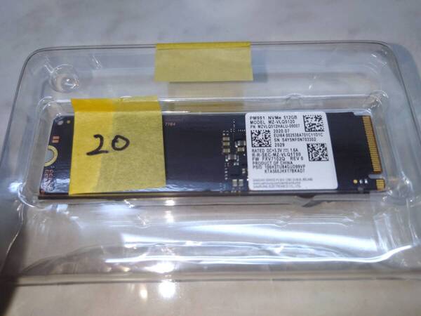 20 ほぼ新品!使用期間2時間!SAMSUNG M.2 SSD 512GB PM991 MZ-VLQ512B NVMe フォーマット済み デスクトップ ノートPC WD SAMSUNG サムスン