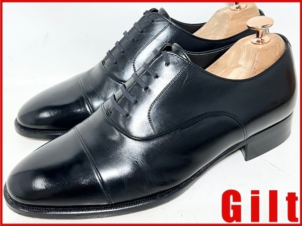 即決★美品 MARELLI★24cmEEE レザーストレートチップシューズ マレリー 黒 ブラック ビジネス ドレス クラシック 本革 革靴