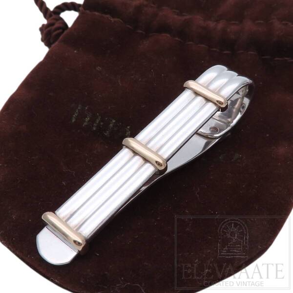希少 美品 Tiffany&Co. ヴィンテージ ティファニー ゴールド シルバー コンビ タイピン K14 SV925 ネクタイ メンズ TO99