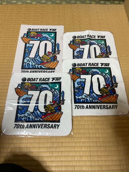 ボートレース/下関競艇 70周年 ロゴ入りタオル×3枚 ロゴ入りクリアファイル セット