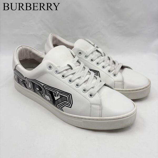 BURBERRY バーバリー ロゴ レザー ブランド スニーカー Albert Logo ホワイト カジュアル モード 高級 ハイブランド 靴 41 大人 上品